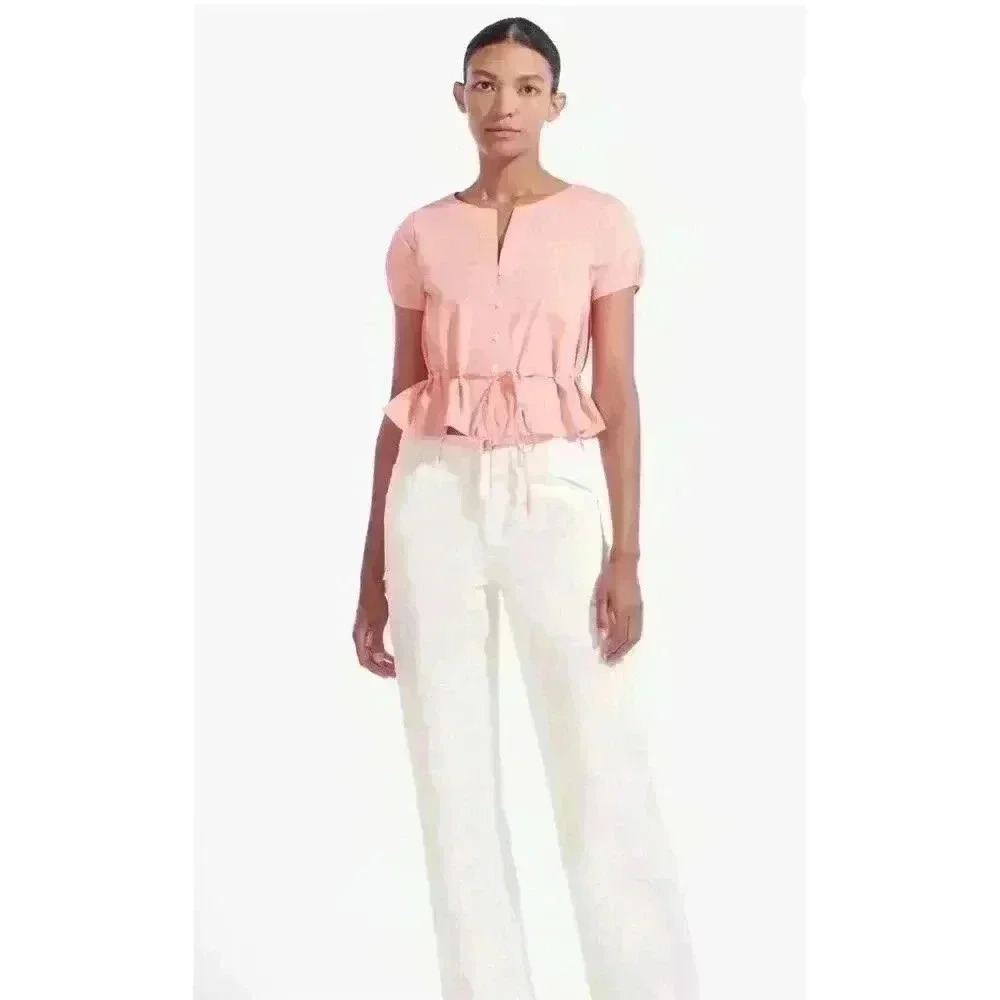 New NWT Staud Jules Top, Grapefruit‎ Sz L Retails $225.00